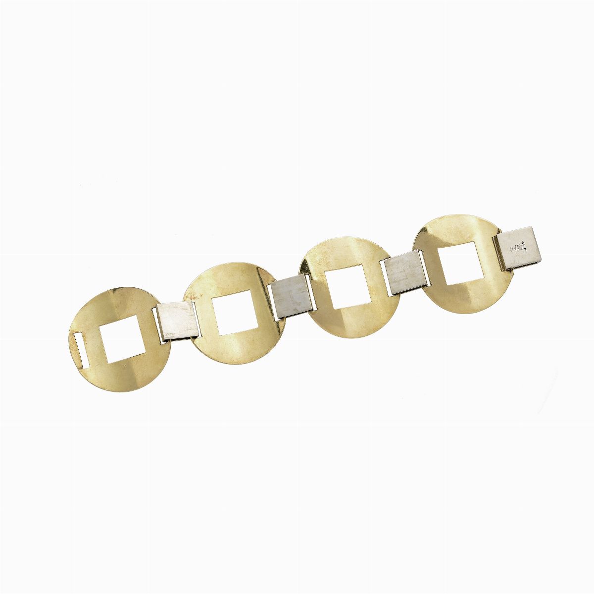 Alto bracciale a maglie circolari in oro giallo e oro bianco UnoaErre