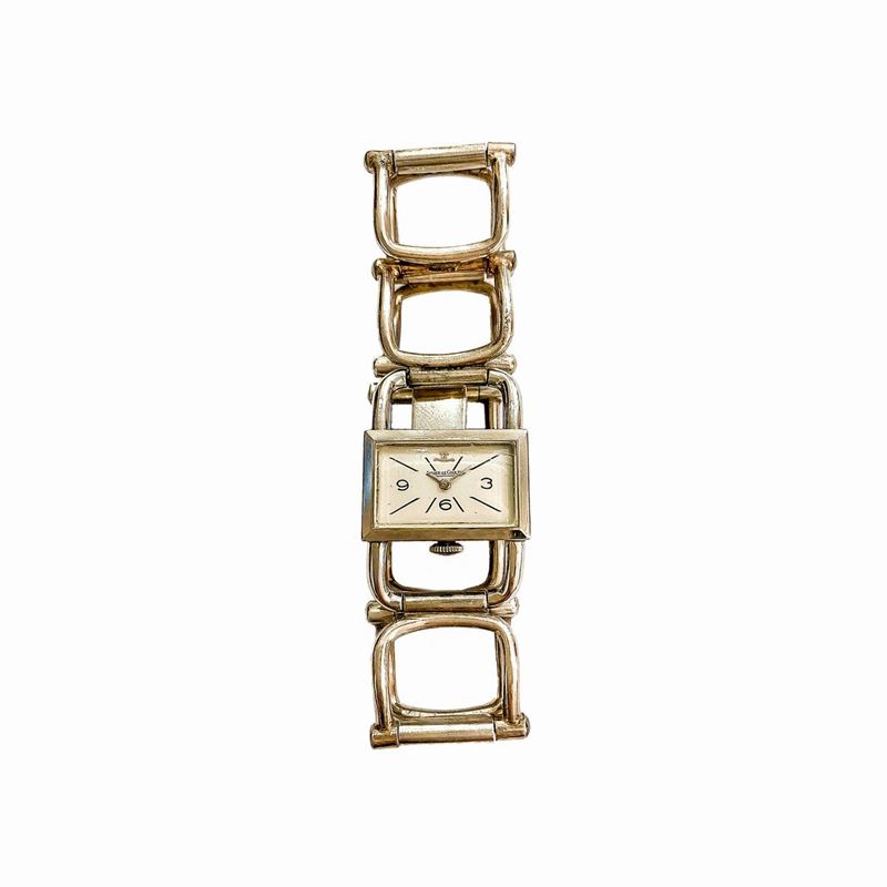 Orologio da polso in acciaio Lucchetto Jaeger LeCoultre con bracciale in argento sterling