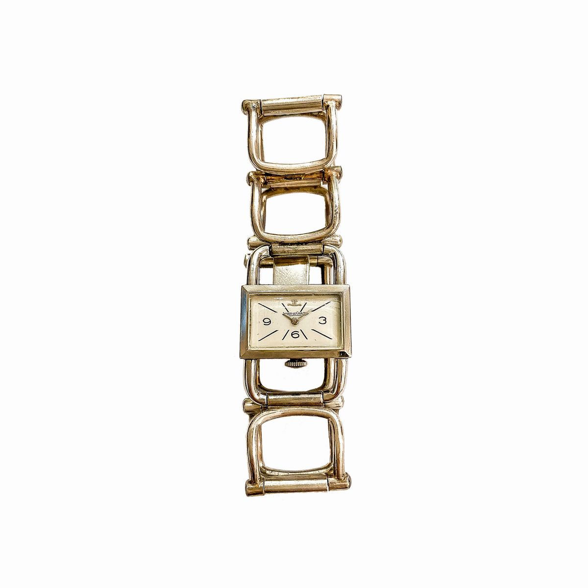 Orologio da polso in acciaio Lucchetto Jaeger LeCoultre con bracciale in argento sterling