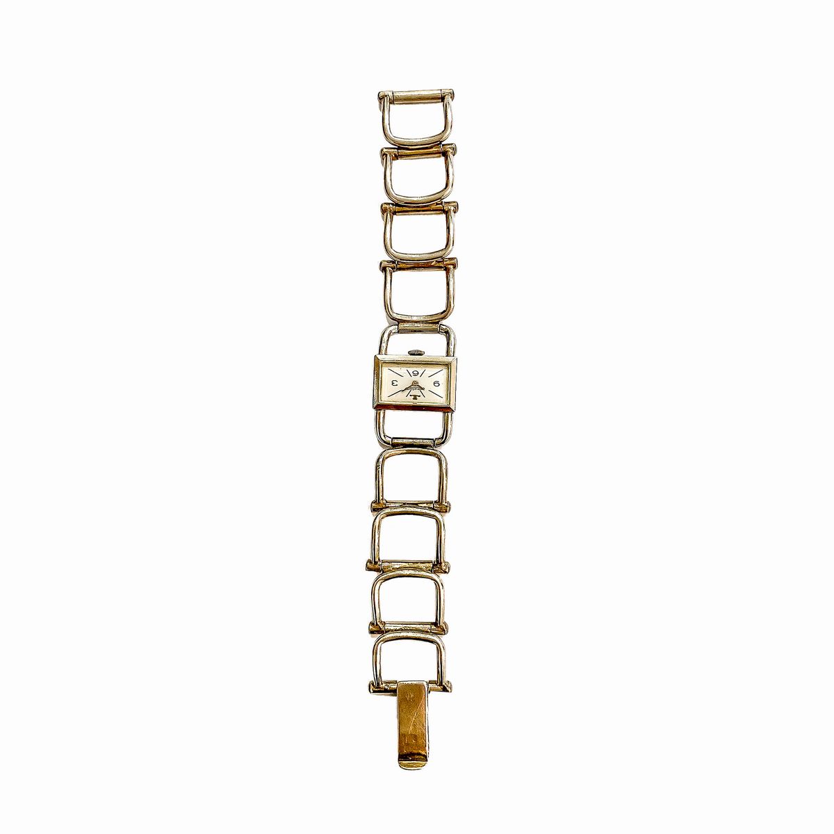 Orologio da polso in acciaio Lucchetto Jaeger LeCoultre con bracciale in argento sterling
