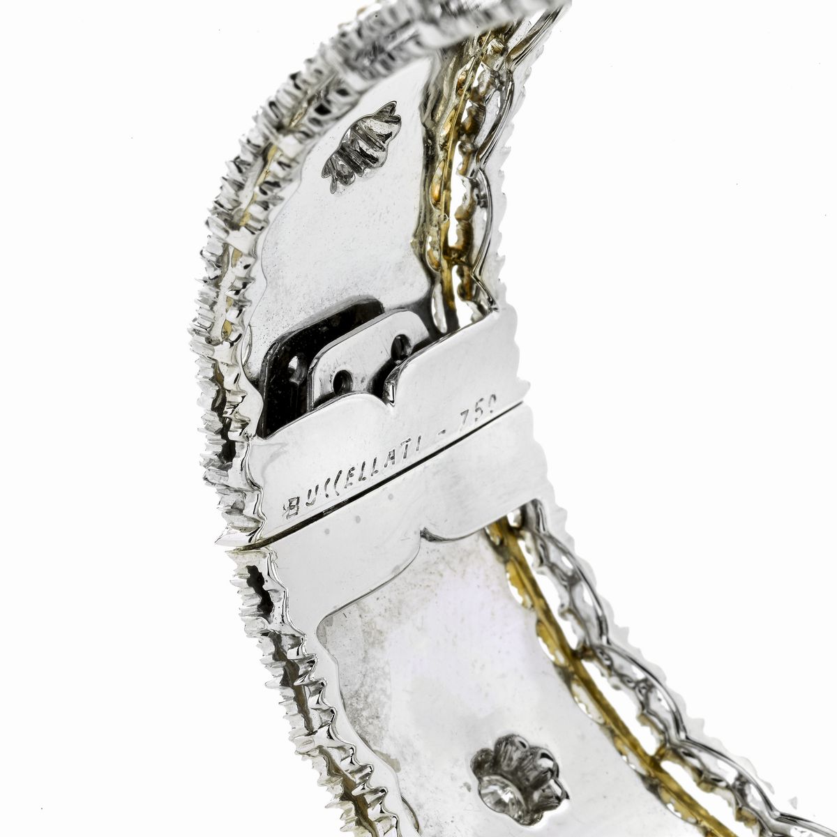 Bracciale rigido in oro bianco, oro giallo e diamanti Buccellati