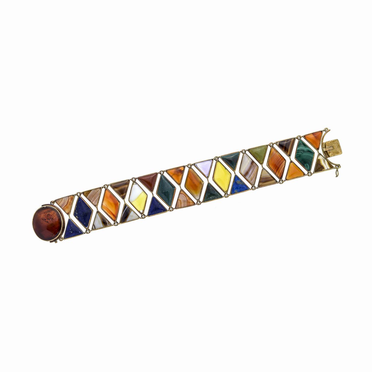 Bracciale in oro giallo e pietre dure di vari colori