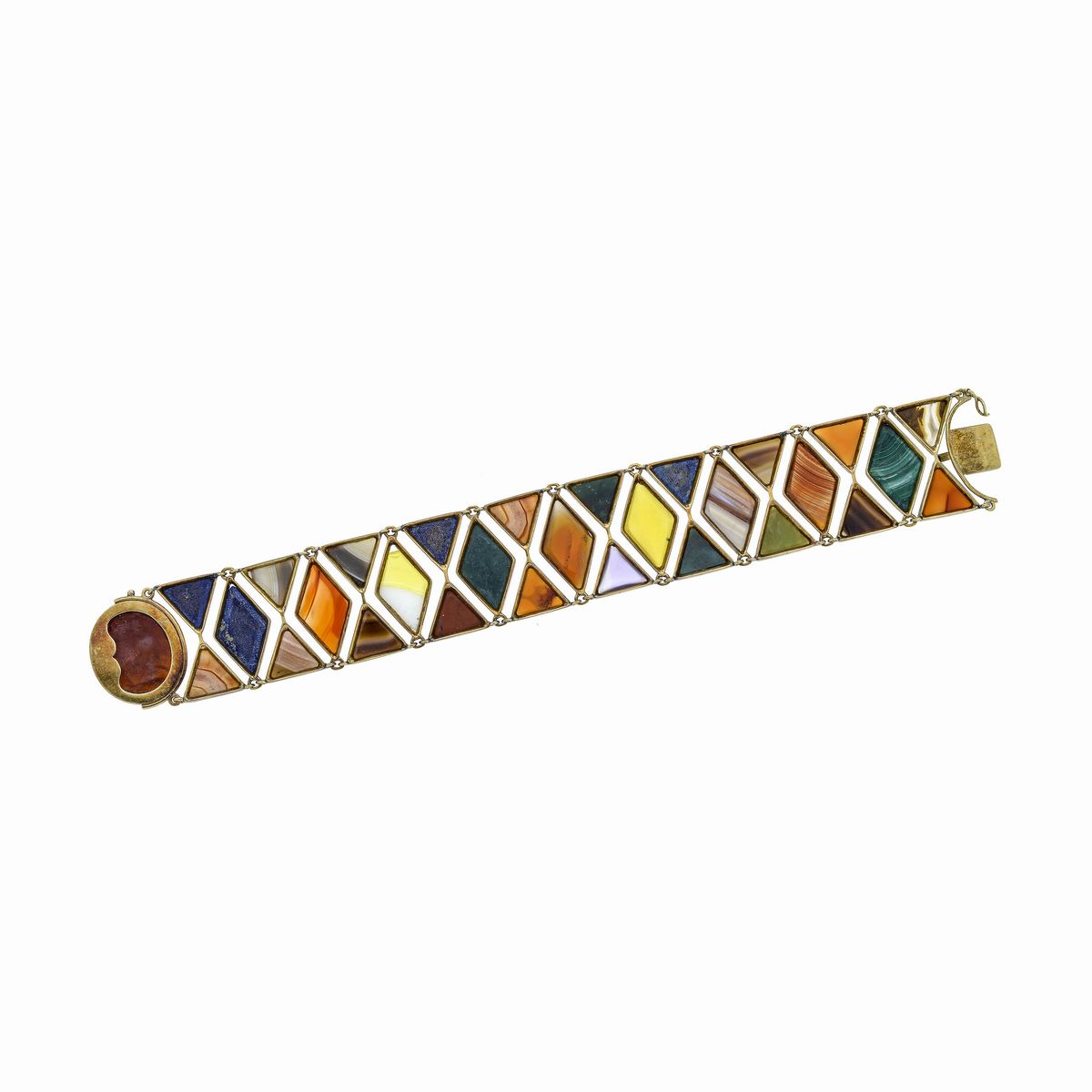 Bracciale in oro giallo e pietre dure di vari colori