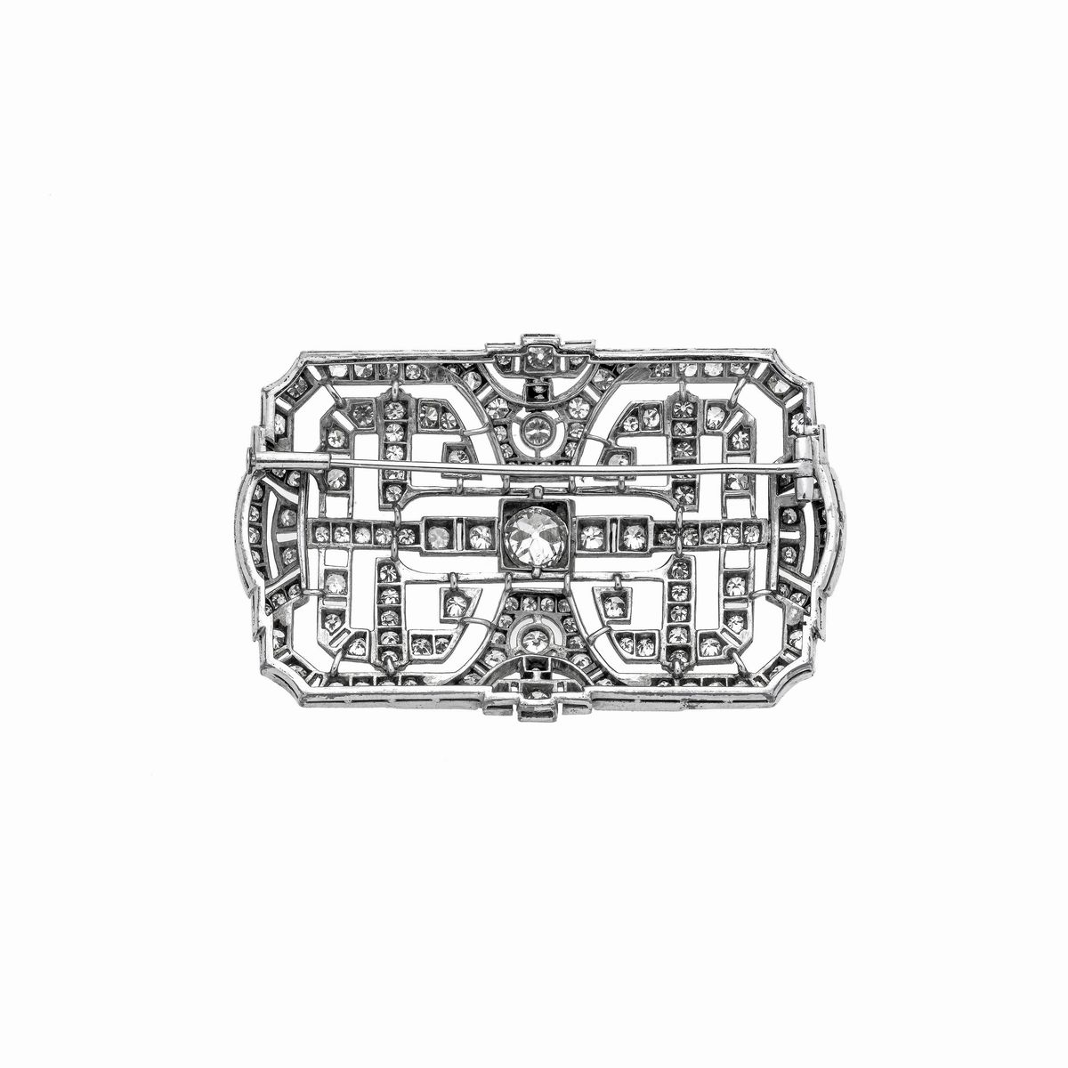 Grande spilla in platino e diamanti