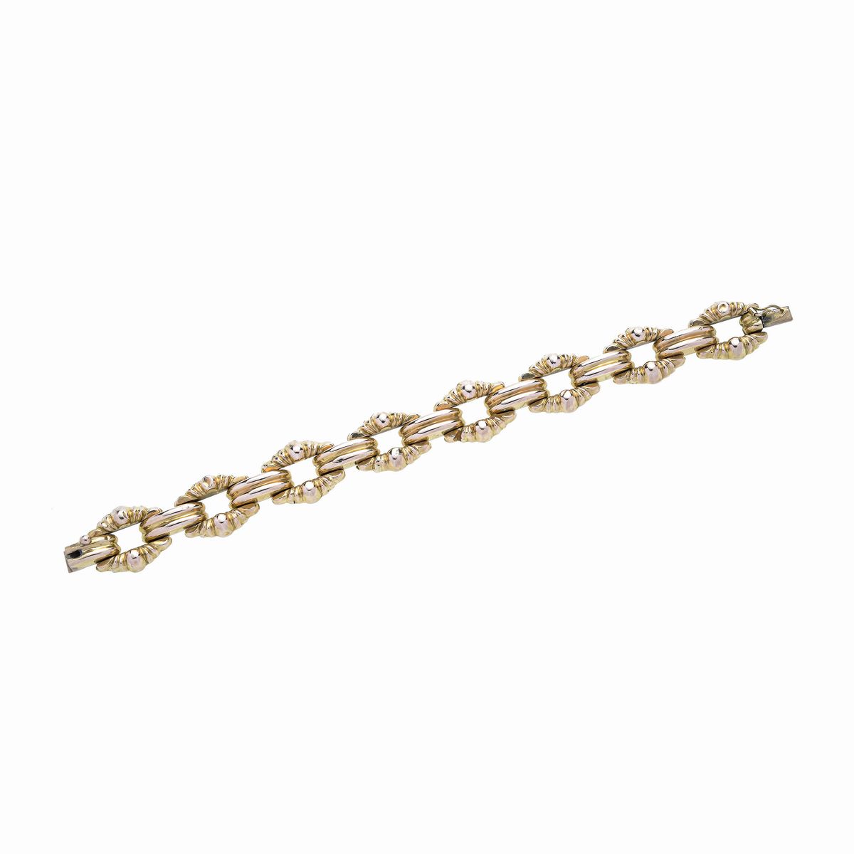 Bracciale a maglie fantasia in oro giallo