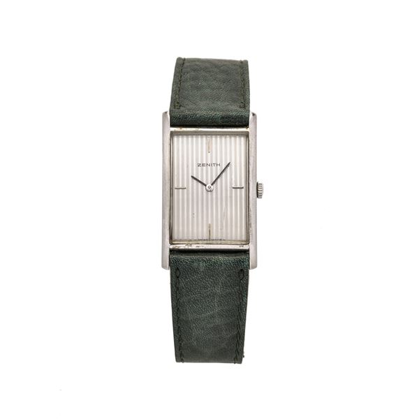 Zenith rectangular steel wristwatch, c.m., Tapestry dial
