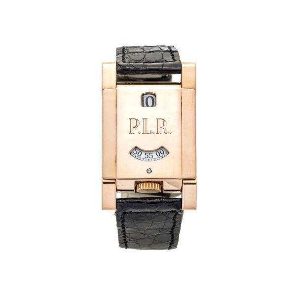 Nugget 'saltarello' wristwatch, Motus 76, eg. 3/50, in 18 kt rose gold