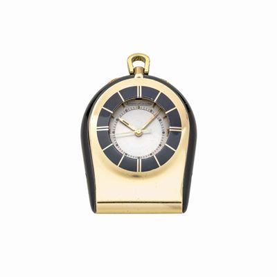 Orologio Sveglia da Viaggio, in Metallo Dorato e Smalto, Jaeger le Coultre
