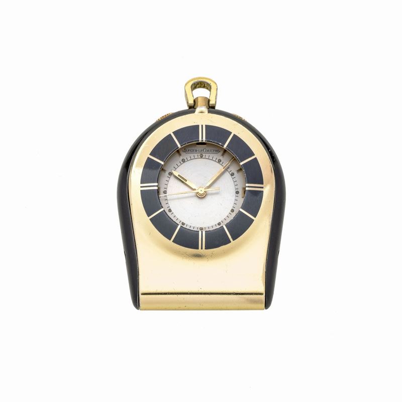 Orologio Sveglia da Viaggio, in Metallo Dorato e Smalto, Jaeger le Coultre