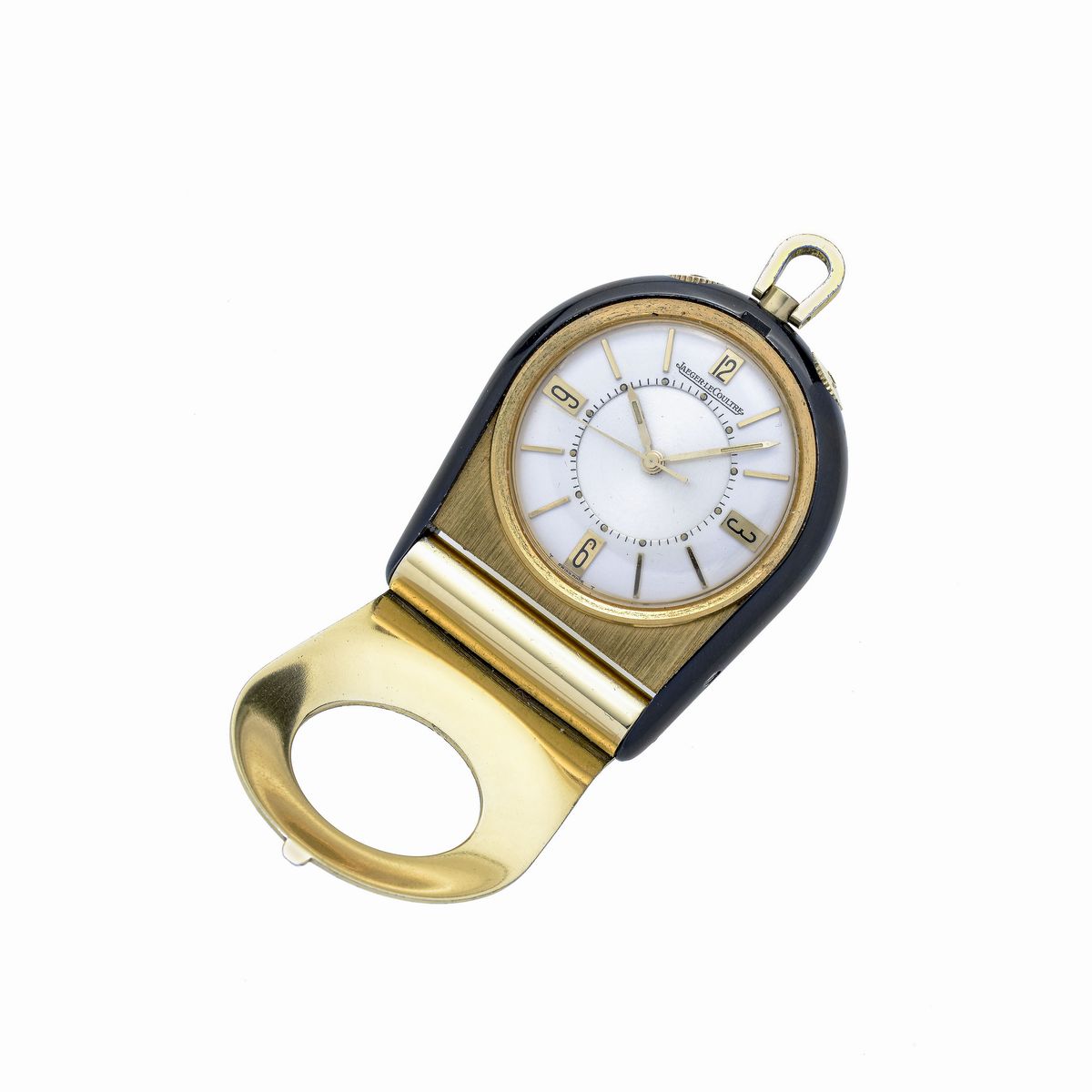 Orologio Sveglia da Viaggio, in Metallo Dorato e Smalto, Jaeger le Coultre