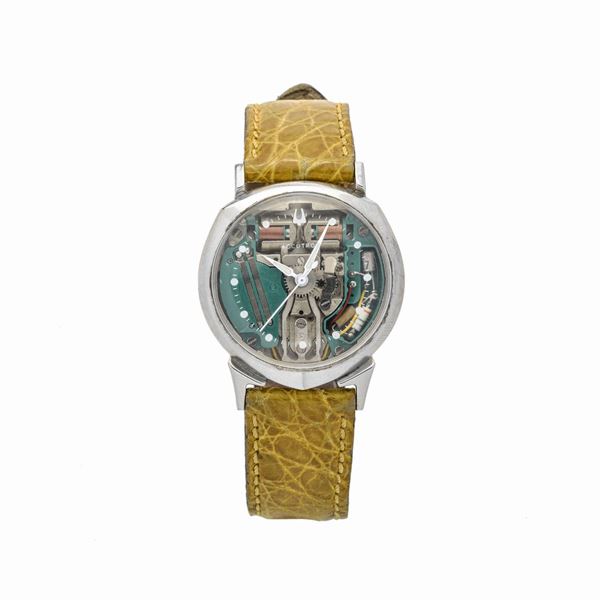 Orologio da polso in metallo placcato oro 10 kt, Bulova Accutron Space View