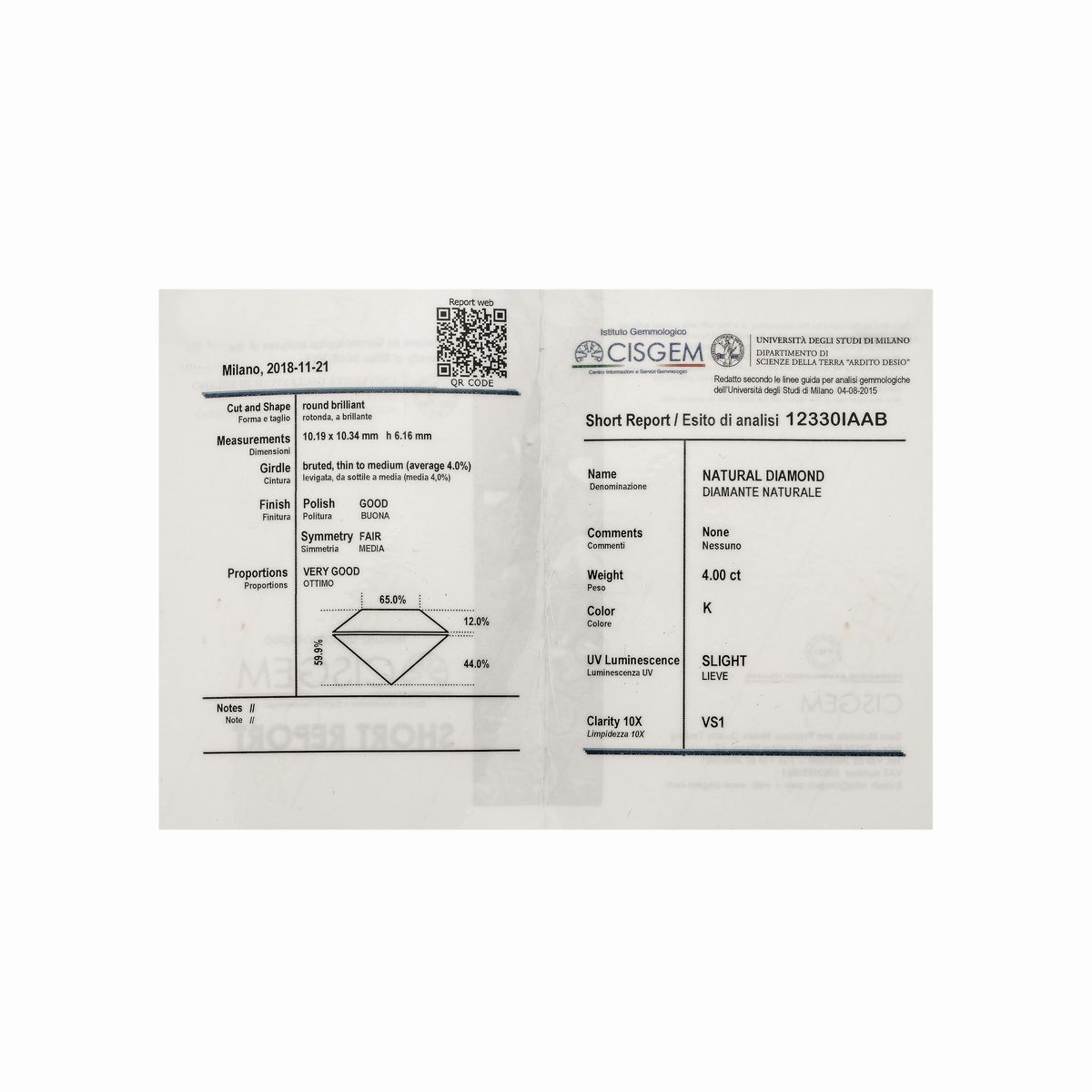 Importante anello Solitario in oro bianco e diamante
