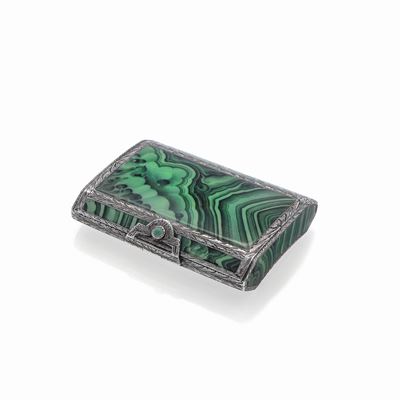Scatola Porta Sigarette in Argento e Smalto Verde
