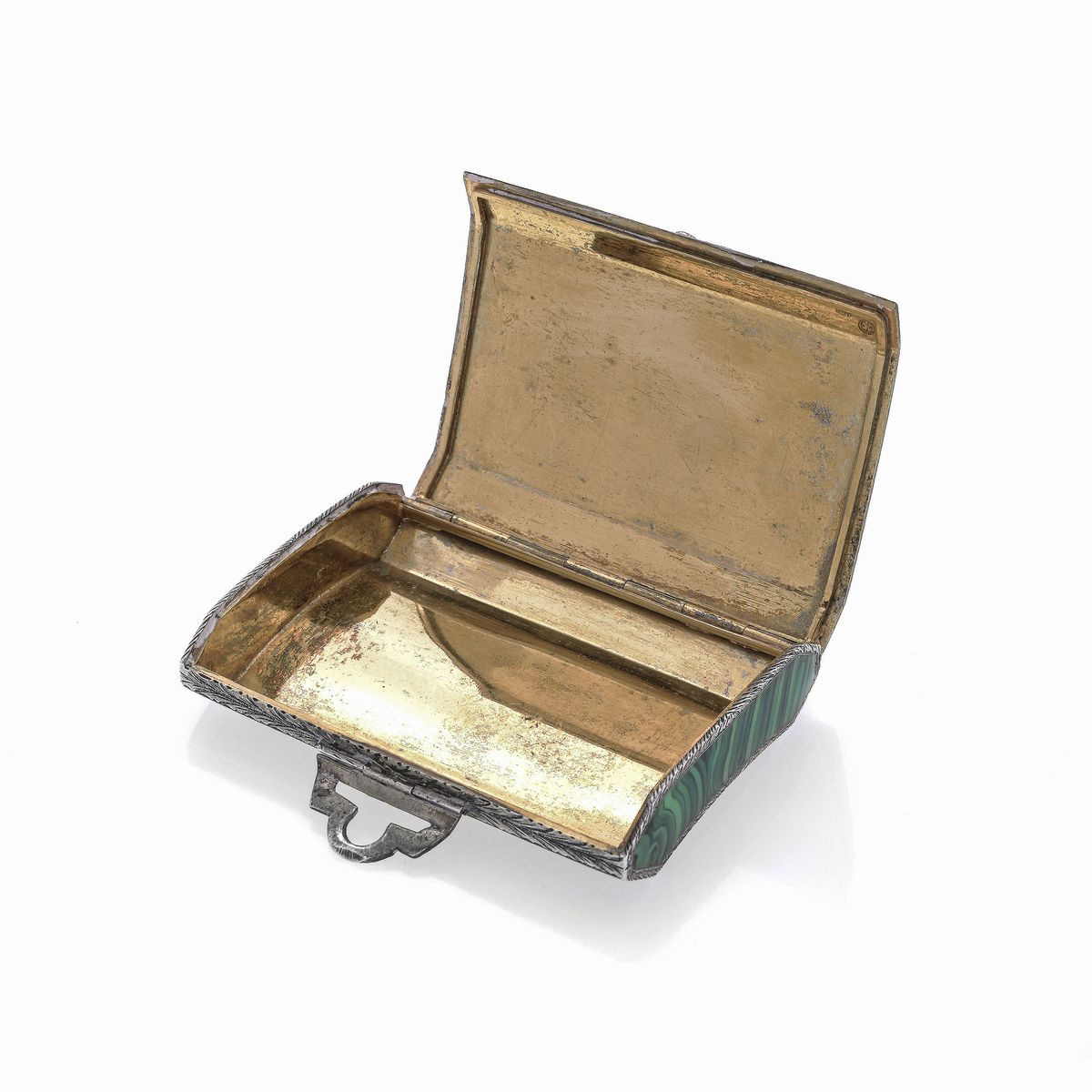 Scatola Porta Sigarette in Argento e Smalto Verde