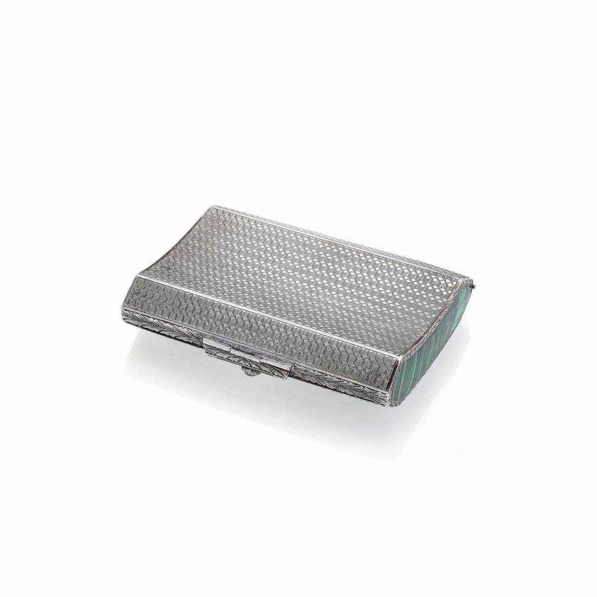 Scatola Porta Sigarette in Argento e Smalto Verde