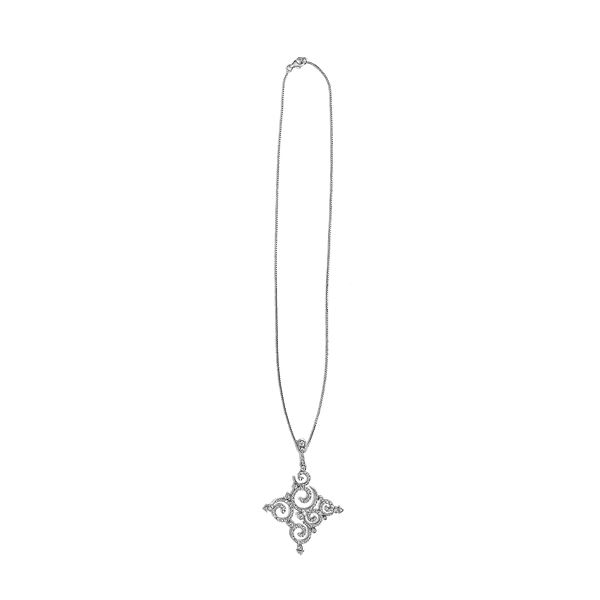 Fancy pendant with chain in white gold and diamonds