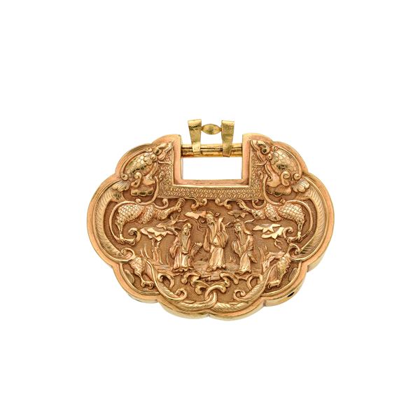 Buckle in yellow gold  (China)  - Auction Auction of antique and modern Jewelry and Wristwatches - Curio - Casa d'aste in Firenze