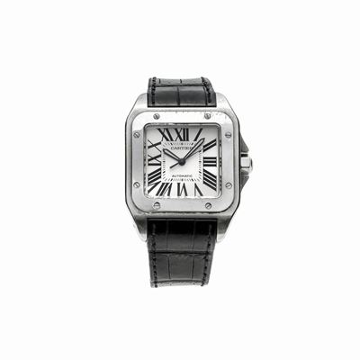 Orologio da Polso in Acciaio, Cartier Santos 100, Corredato di Scatola, Garanzia e Libretto