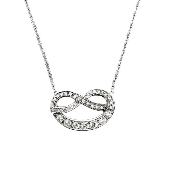 Love knot necklace in white gold and diamonds