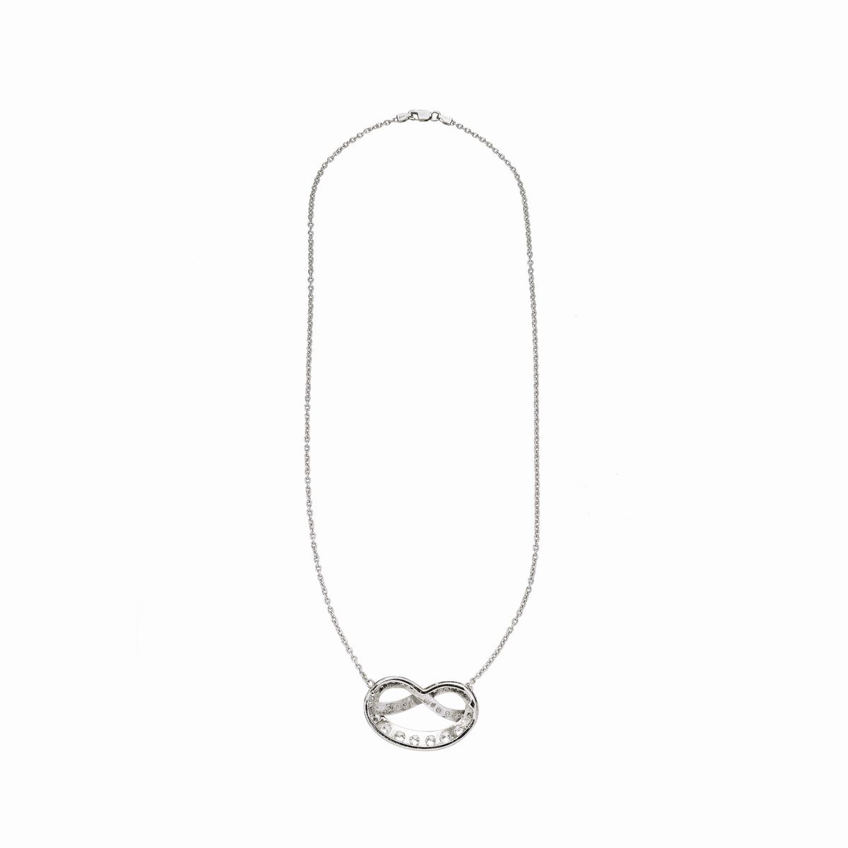 Girocollo nodo d'amore in oro bianco e diamanti