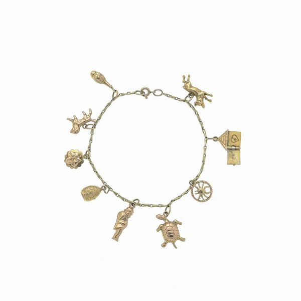 Braccialetto con charms in oro giallo