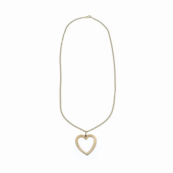 Long link chain and pendant in yellow and pink gold  - Auction Auction of antique and modern Jewelry and Wristwatches - Curio - Casa d'aste in Firenze