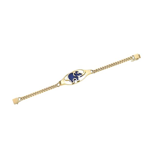 Bracelet in yellow gold and lapis lazuli, Gucci