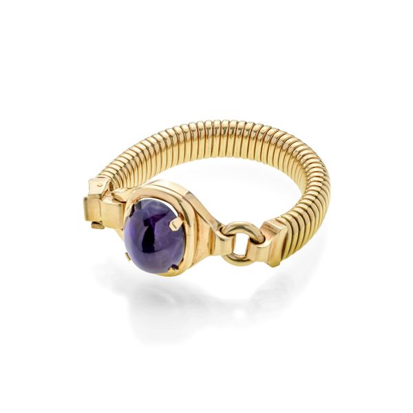 Bracelet in yellow gold and amethyst