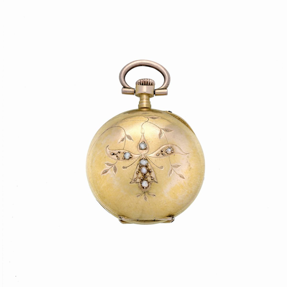 Piccolo Orologio da Taschino in Oro Giallo e Microperle, Saphir