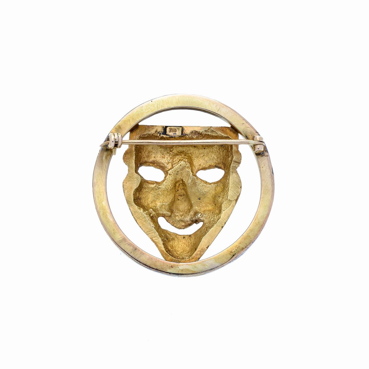 Spilla mascherone in oro giallo