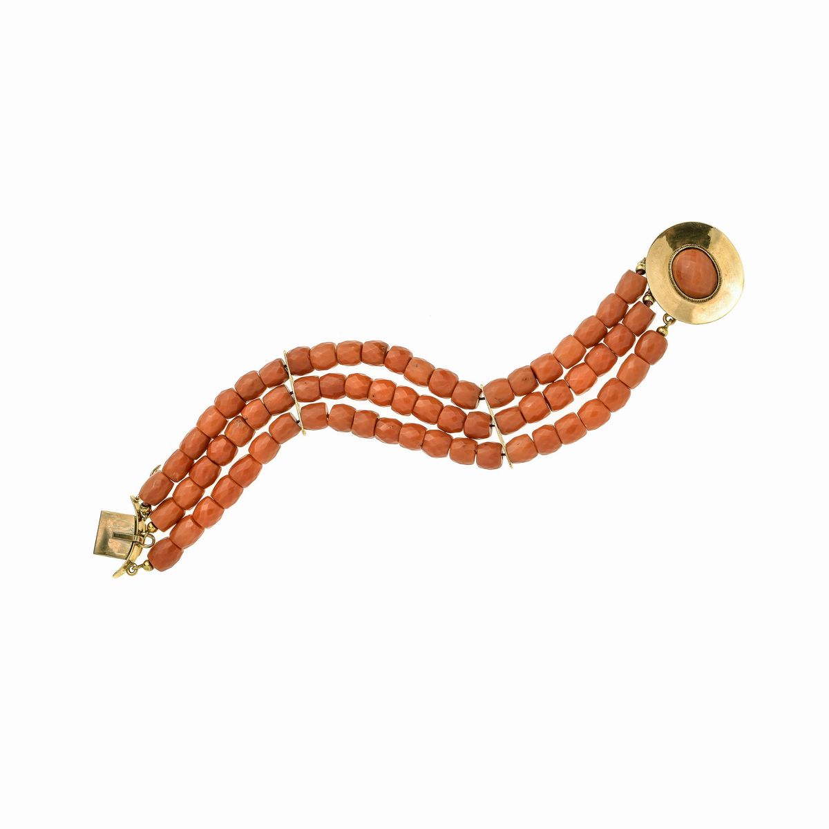 Bracciale in oro giallo 18 kt e corallo rosso