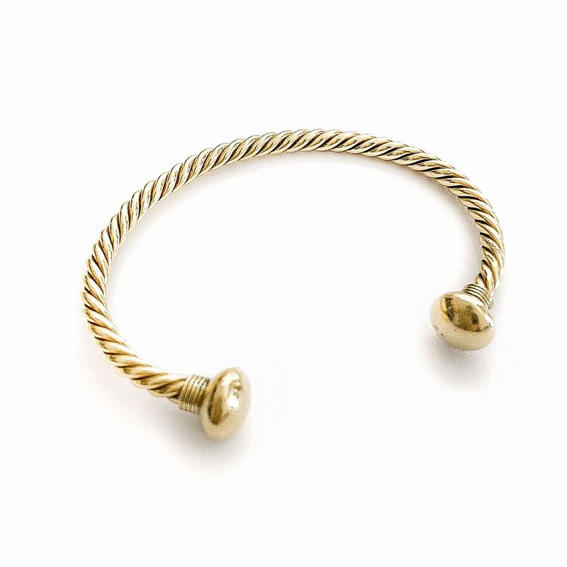 Bulgari, bracciale rigido a torchon in oro giallo 18k