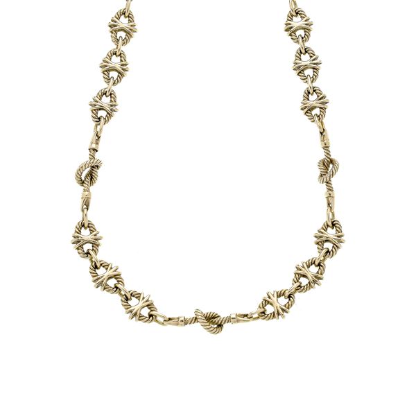 Long marine link necklace in yellow gold