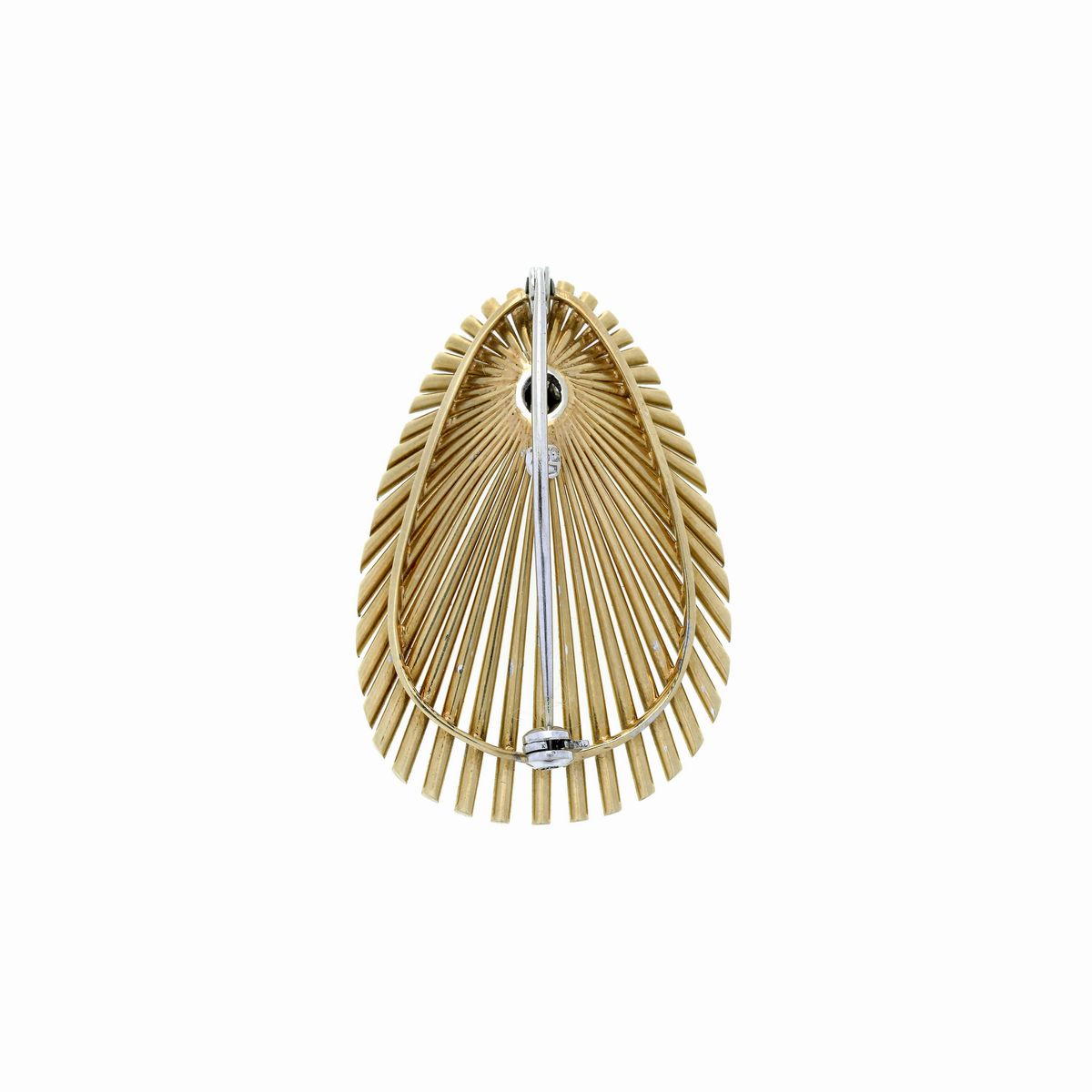 Grande spilla in oro giallo, oro bianco e diamanti