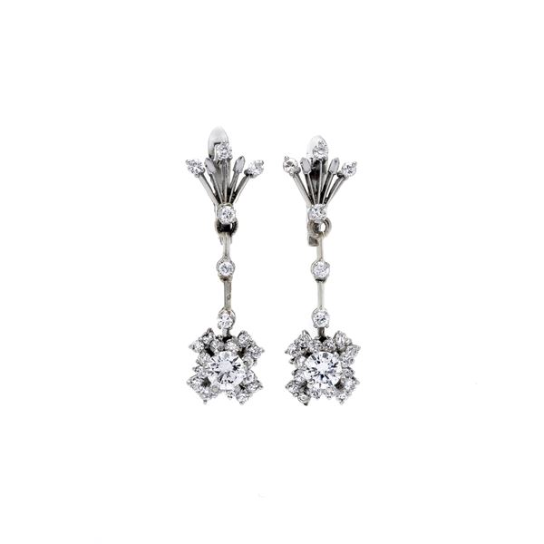 Pair of platinum and diamond earrings