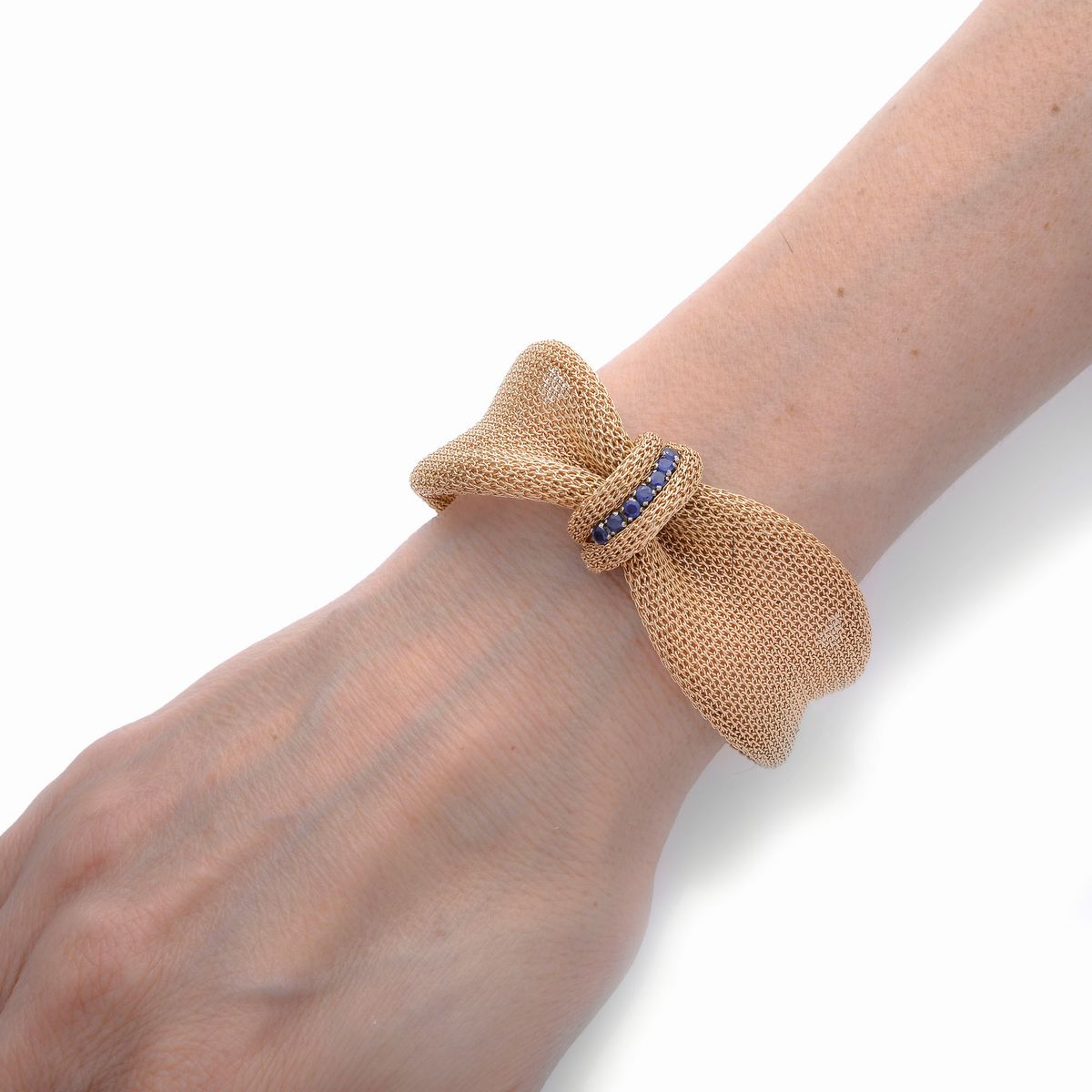 Bracciale a fiocco in oro giallo e zaffiri