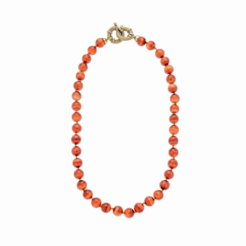 Collana in Oro Giallo e Corniola