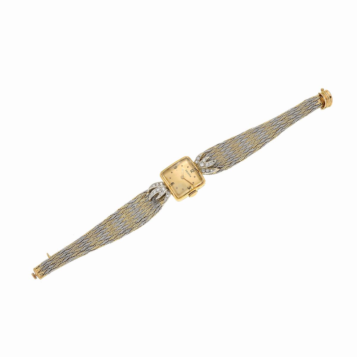 Bracciale orologio in oro giallo, oro bianco e diamanti Zenith