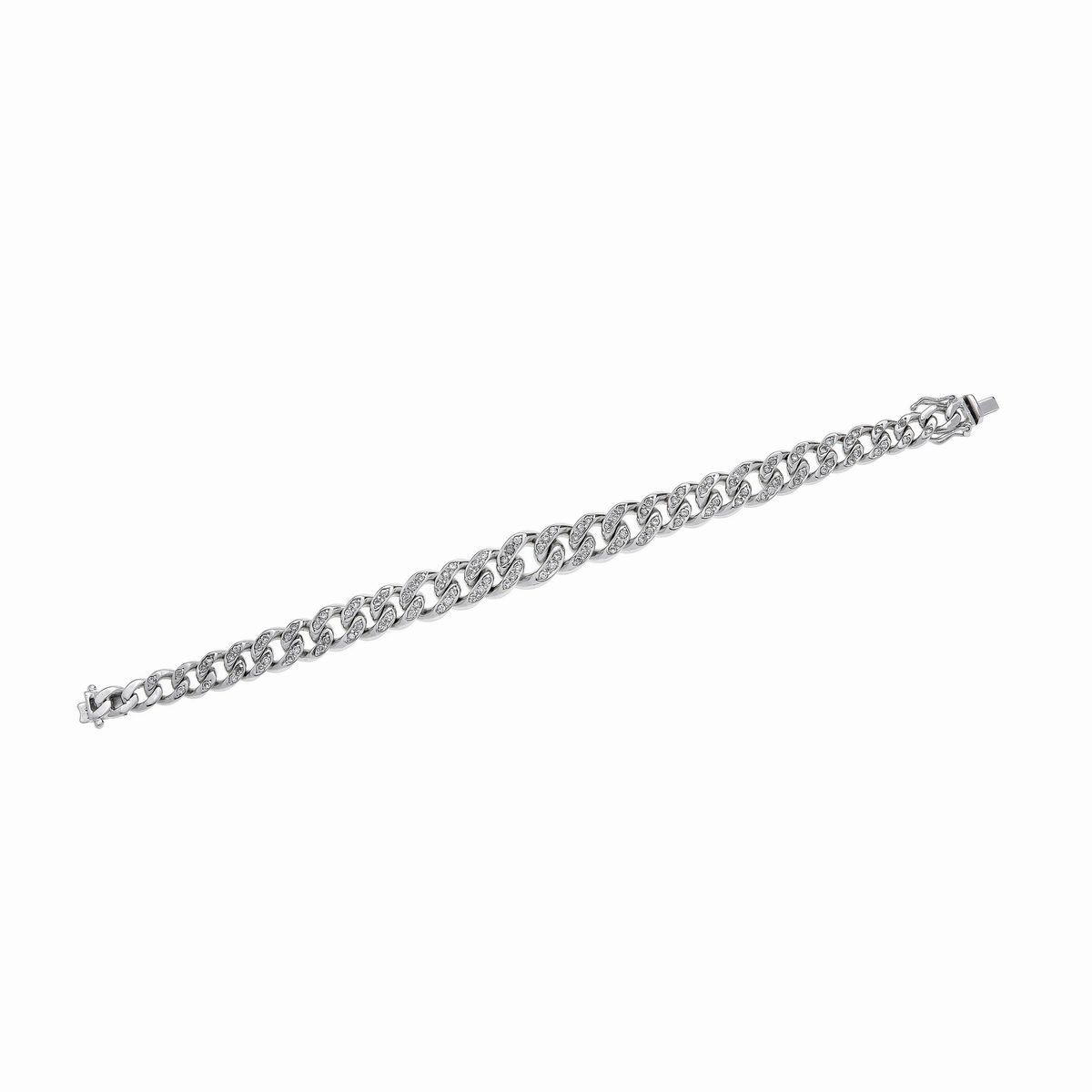 Bracciale a maglie in oro bianco e diamanti