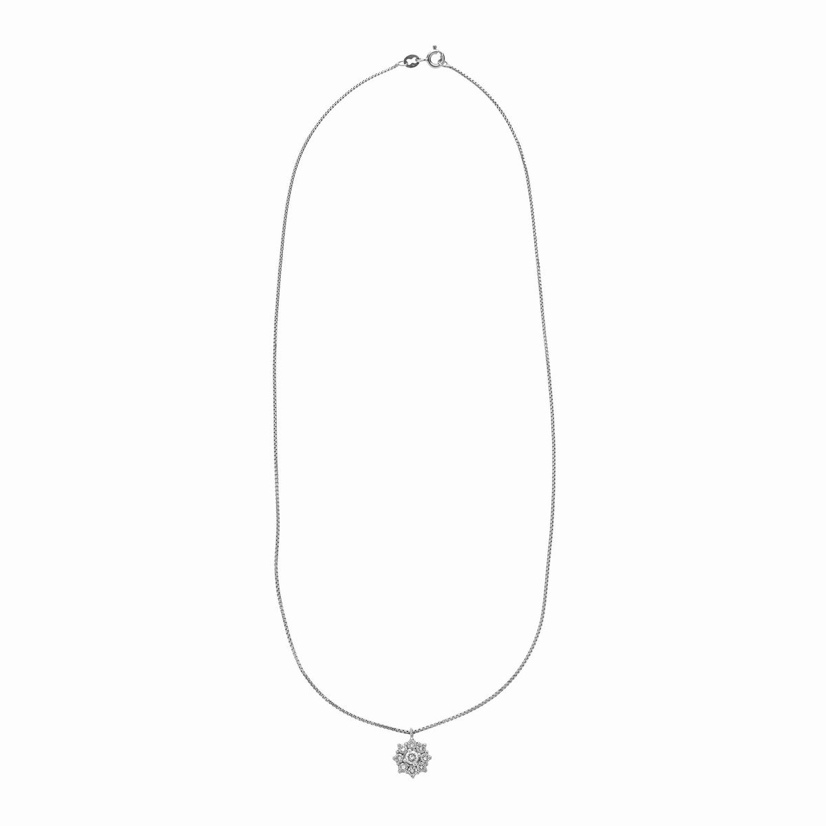 Pendente con catena in oro bianco e diamanti