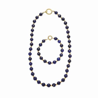 Parure Composta da Collana e Braccialetto in Oro Giallo e Lapislazzuli