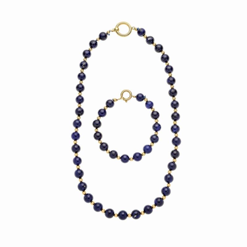 Parure Composta da Collana e Braccialetto in Oro Giallo e Lapislazzuli