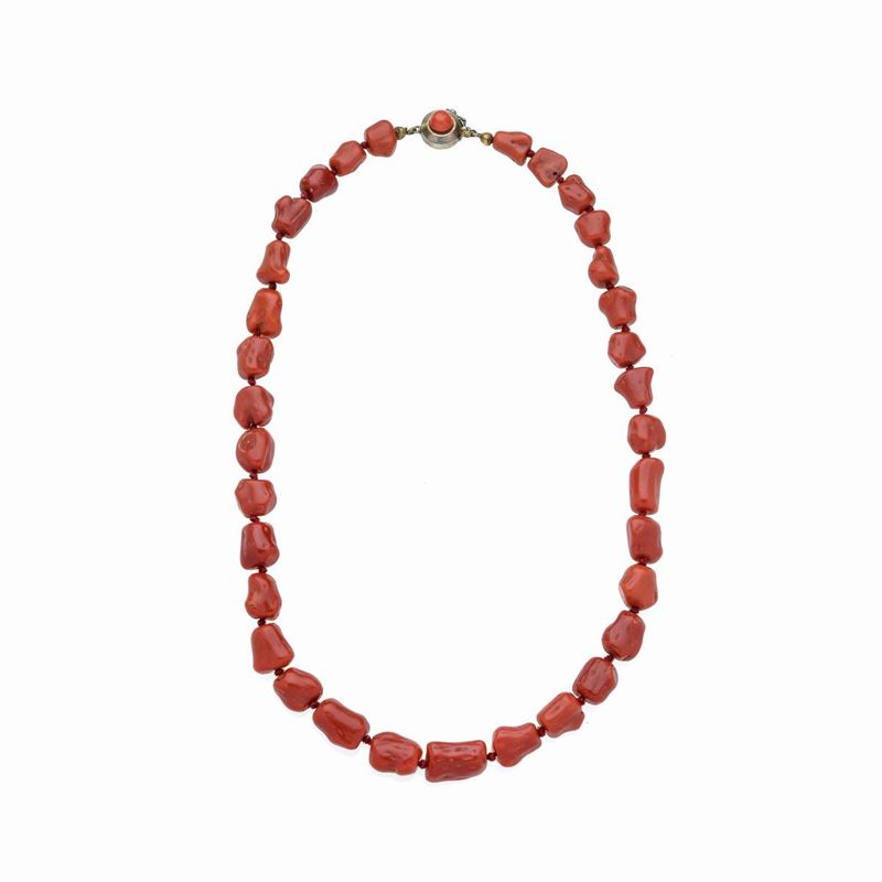 Girocollo in corallo rosso e argento