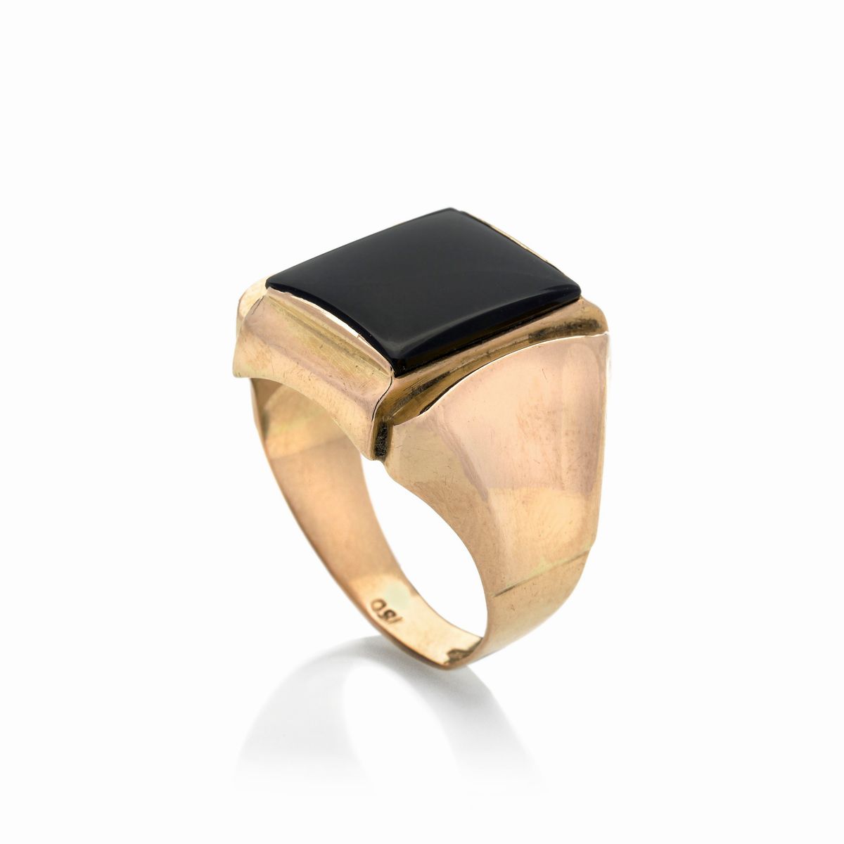 Anello da uomo in oro giallo 18k e onice