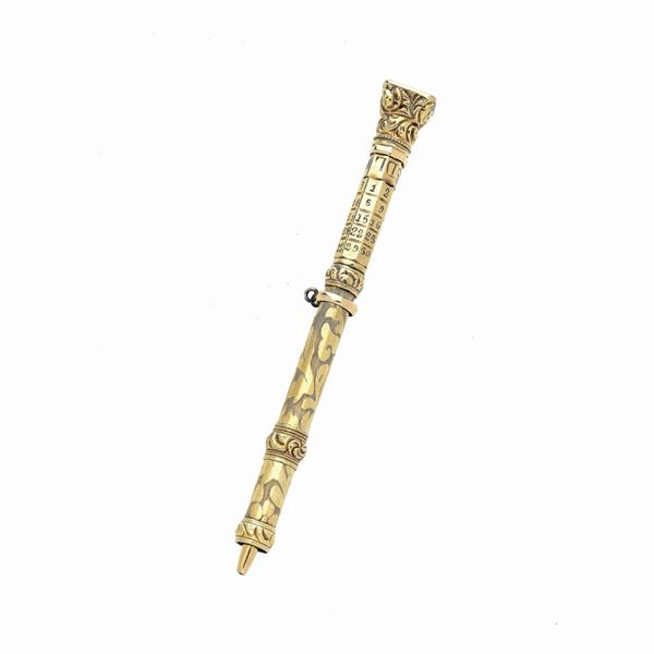 Raro portamine con Calendario e Sigillo in oro 18k