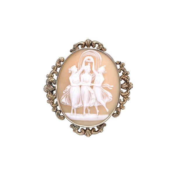 Brooch with shell cameo and 12k gold