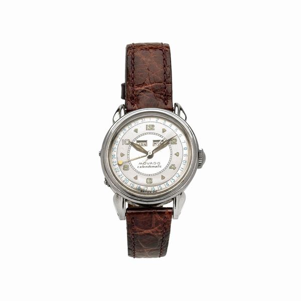 Movado, stainless steel triple calendar wristwatch, Calendomatic