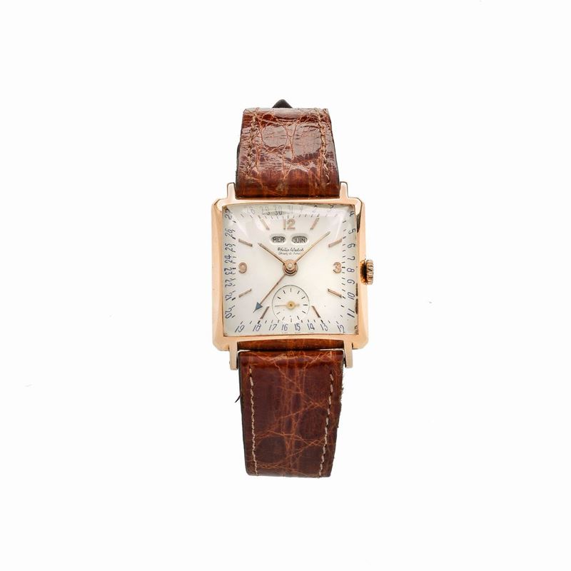 Philip Watch, Orologio da Polso con Calendario in Oro Rosa 18k