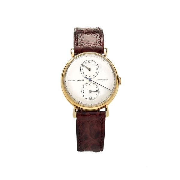 Particular wristwatch in 18k yellow gold Ancre Antimagnetic