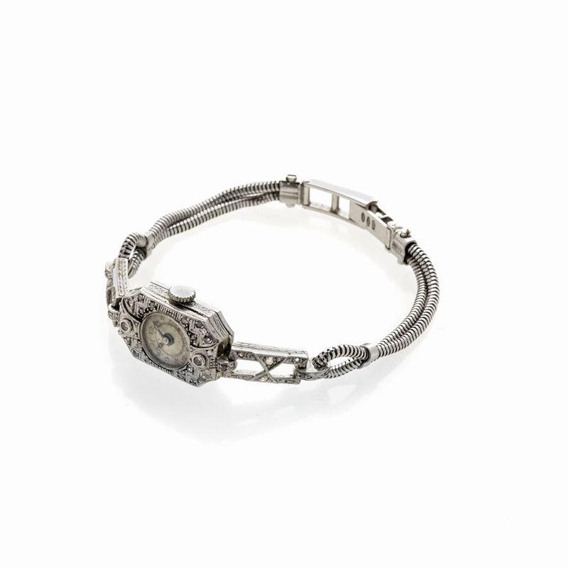 Orologio da signora in oro bianco 18k e diamanti, Ariston